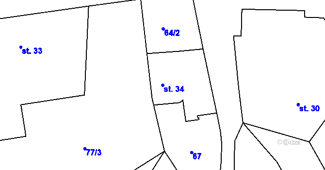 Parcela st. 34 v KÚ Lipovka u Rychnova nad Kněžnou, Katastrální mapa
