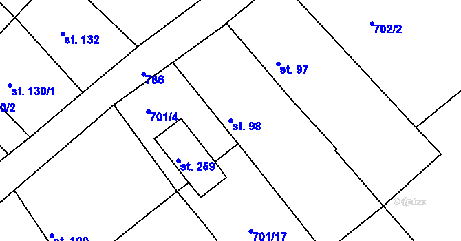 Parcela st. 98 v KÚ Lipovka u Rychnova nad Kněžnou, Katastrální mapa