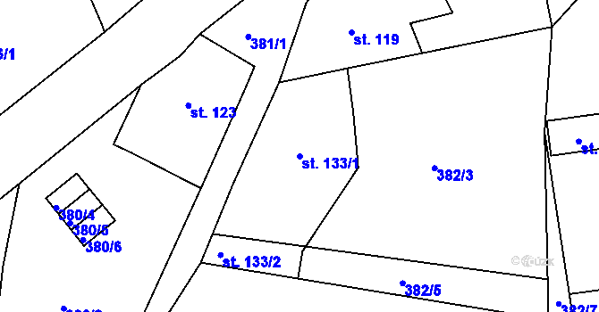 Parcela st. 133/1 v KÚ Lipovka u Rychnova nad Kněžnou, Katastrální mapa