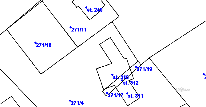 Parcela st. 271/12 v KÚ Lipovka u Rychnova nad Kněžnou, Katastrální mapa