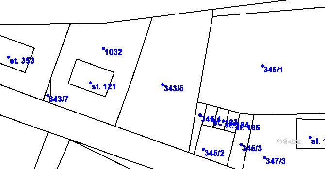 Parcela st. 343/5 v KÚ Lipovka u Rychnova nad Kněžnou, Katastrální mapa