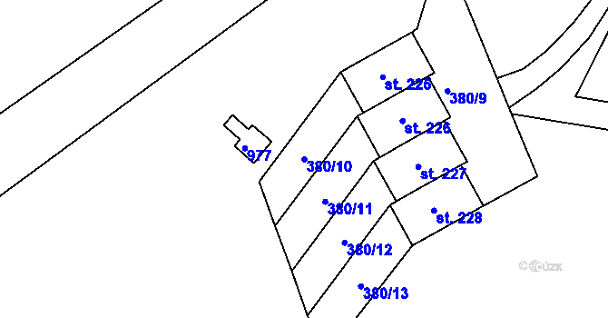 Parcela st. 380/10 v KÚ Lipovka u Rychnova nad Kněžnou, Katastrální mapa