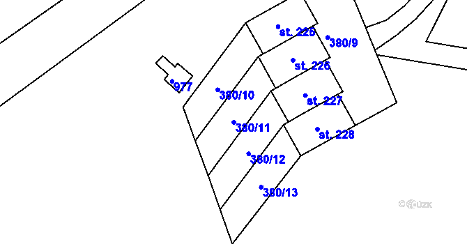 Parcela st. 380/11 v KÚ Lipovka u Rychnova nad Kněžnou, Katastrální mapa