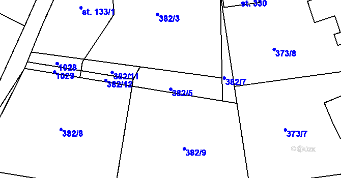 Parcela st. 382/5 v KÚ Lipovka u Rychnova nad Kněžnou, Katastrální mapa