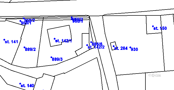 Parcela st. 142/2 v KÚ Lipovka u Rychnova nad Kněžnou, Katastrální mapa