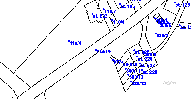 Parcela st. 714/19 v KÚ Lipovka u Rychnova nad Kněžnou, Katastrální mapa