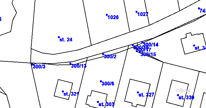 Parcela st. 300/2 v KÚ Lipovka u Rychnova nad Kněžnou, Katastrální mapa