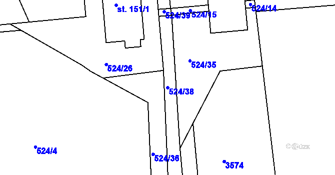 Parcela st. 524/38 v KÚ Lipovka u Rychnova nad Kněžnou, Katastrální mapa
