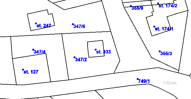 Parcela st. 333 v KÚ Lipovka u Rychnova nad Kněžnou, Katastrální mapa