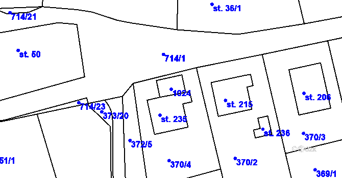 Parcela st. 1024 v KÚ Lipovka u Rychnova nad Kněžnou, Katastrální mapa
