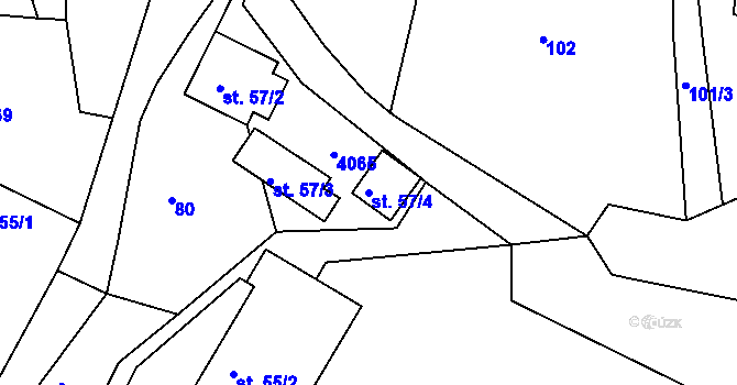Parcela st. 57/4 v KÚ Liptál, Katastrální mapa