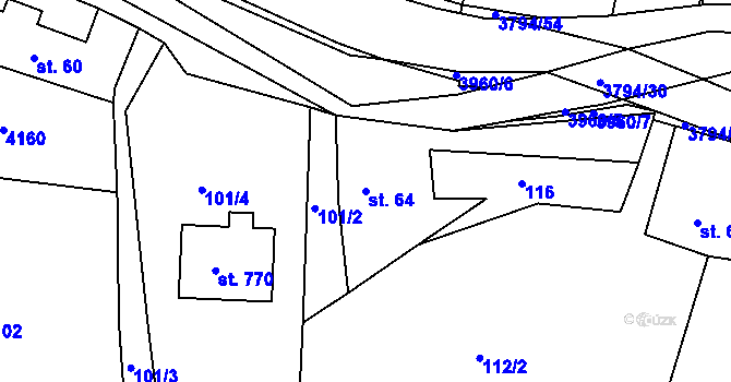 Parcela st. 64 v KÚ Liptál, Katastrální mapa