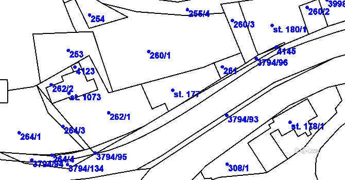 Parcela st. 177 v KÚ Liptál, Katastrální mapa