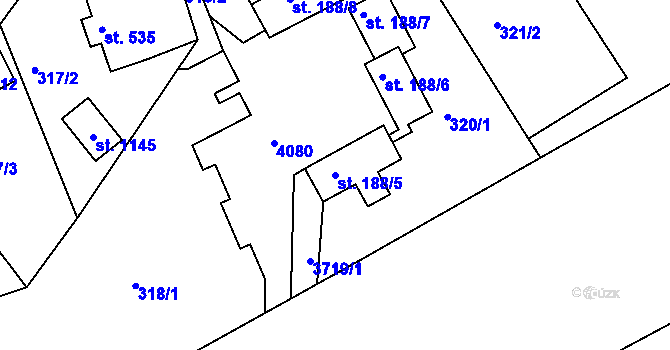 Parcela st. 188/5 v KÚ Liptál, Katastrální mapa