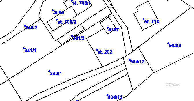 Parcela st. 202 v KÚ Liptál, Katastrální mapa