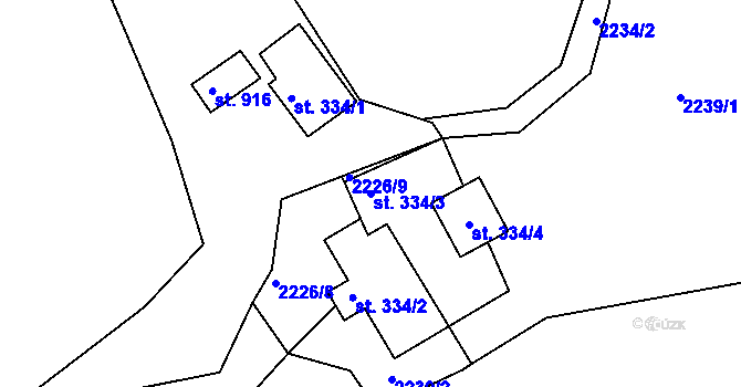 Parcela st. 334/3 v KÚ Liptál, Katastrální mapa