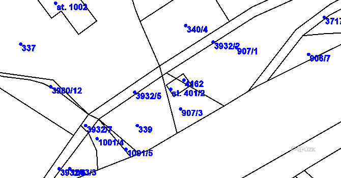 Parcela st. 401/2 v KÚ Liptál, Katastrální mapa