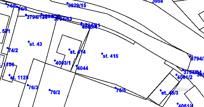 Parcela st. 415 v KÚ Liptál, Katastrální mapa