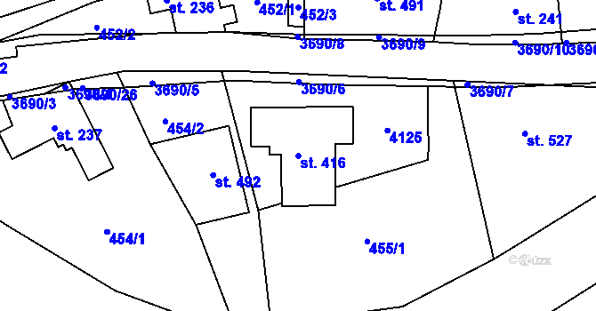 Parcela st. 416 v KÚ Liptál, Katastrální mapa