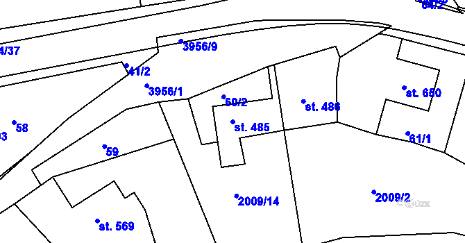 Parcela st. 485 v KÚ Liptál, Katastrální mapa