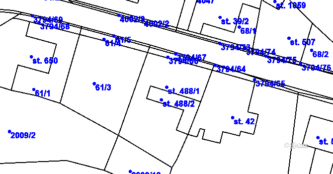 Parcela st. 488/1 v KÚ Liptál, Katastrální mapa