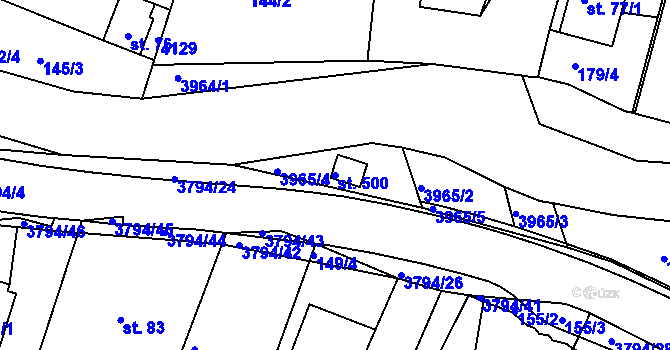 Parcela st. 500 v KÚ Liptál, Katastrální mapa