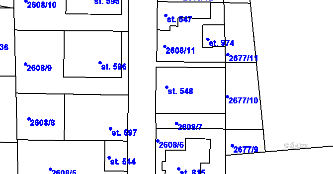 Parcela st. 548 v KÚ Liptál, Katastrální mapa