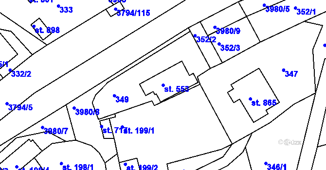 Parcela st. 553 v KÚ Liptál, Katastrální mapa