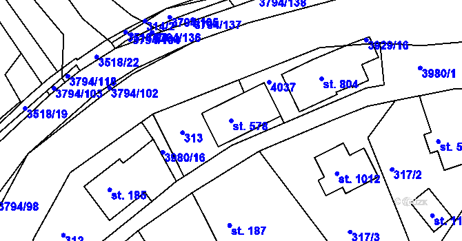 Parcela st. 578 v KÚ Liptál, Katastrální mapa