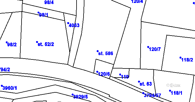 Parcela st. 586 v KÚ Liptál, Katastrální mapa
