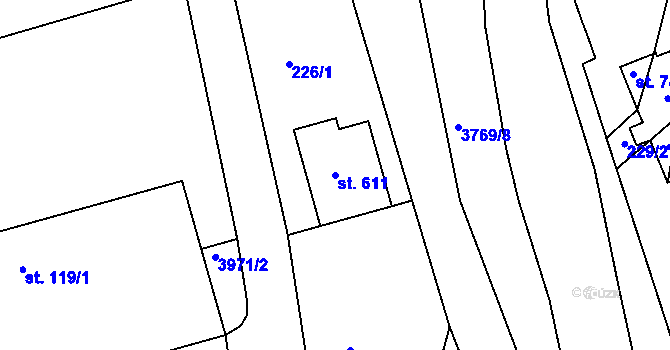 Parcela st. 611 v KÚ Liptál, Katastrální mapa