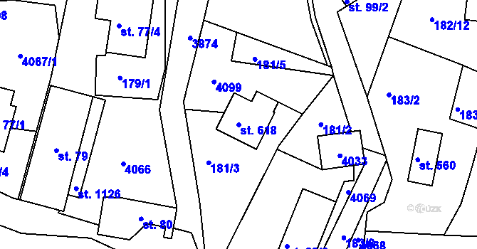 Parcela st. 618 v KÚ Liptál, Katastrální mapa