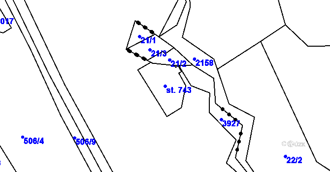 Parcela st. 743 v KÚ Liptál, Katastrální mapa