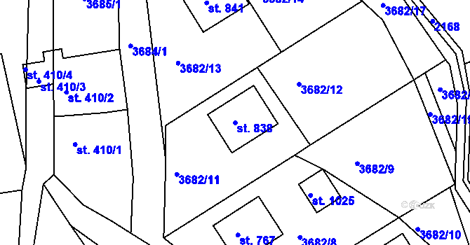 Parcela st. 838 v KÚ Liptál, Katastrální mapa