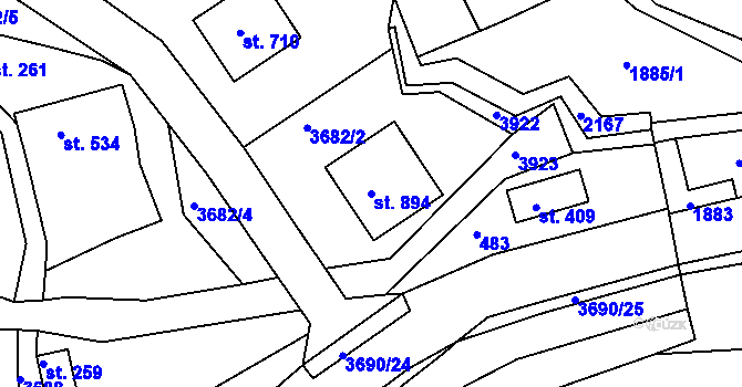 Parcela st. 894 v KÚ Liptál, Katastrální mapa