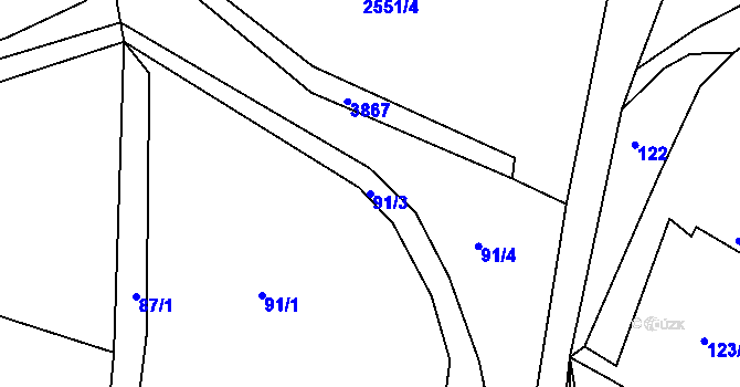 Parcela st. 91/3 v KÚ Liptál, Katastrální mapa