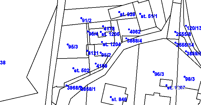 Parcela st. 95/2 v KÚ Liptál, Katastrální mapa