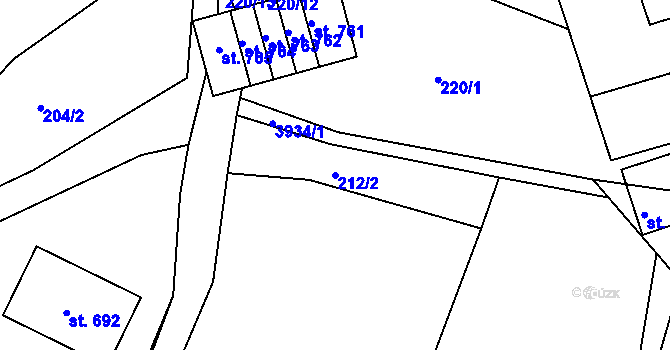 Parcela st. 212/2 v KÚ Liptál, Katastrální mapa