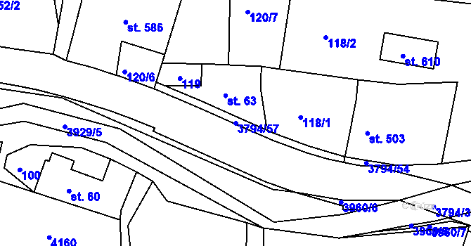 Parcela st. 3794/57 v KÚ Liptál, Katastrální mapa