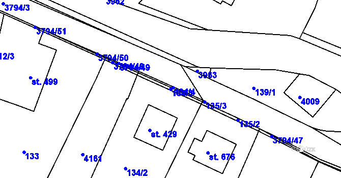 Parcela st. 134/3 v KÚ Liptál, Katastrální mapa