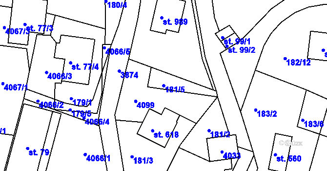 Parcela st. 181/5 v KÚ Liptál, Katastrální mapa