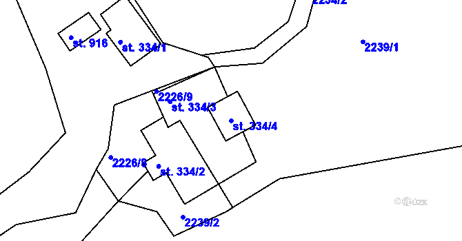 Parcela st. 334/4 v KÚ Liptál, Katastrální mapa