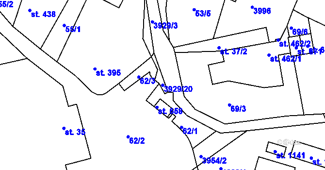 Parcela st. 3929/20 v KÚ Liptál, Katastrální mapa