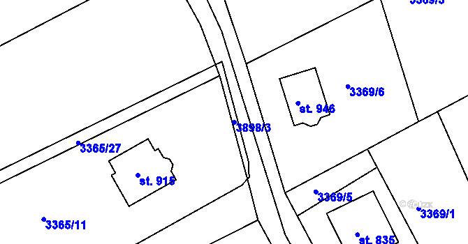 Parcela st. 3898/3 v KÚ Liptál, Katastrální mapa