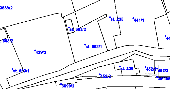 Parcela st. 693/1 v KÚ Liptál, Katastrální mapa