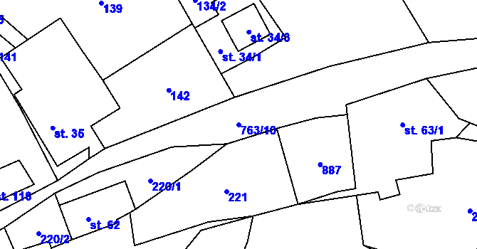 Parcela st. 763/10 v KÚ Bučávka, Katastrální mapa