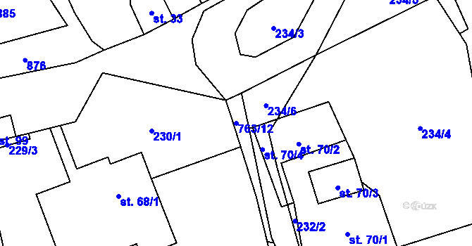 Parcela st. 763/12 v KÚ Bučávka, Katastrální mapa