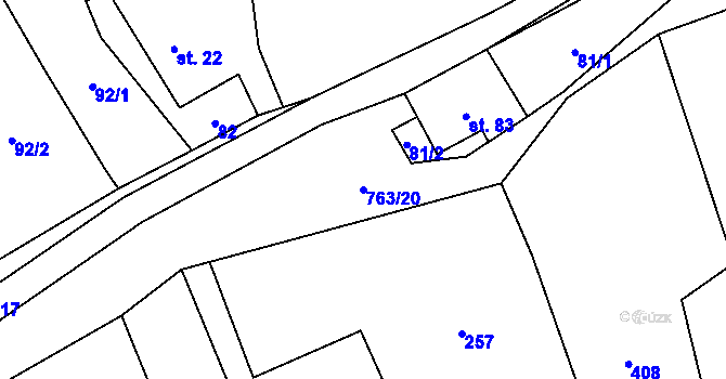 Parcela st. 763/20 v KÚ Bučávka, Katastrální mapa