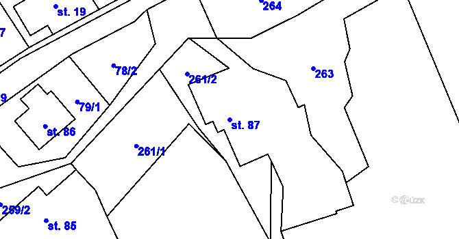 Parcela st. 87 v KÚ Bučávka, Katastrální mapa