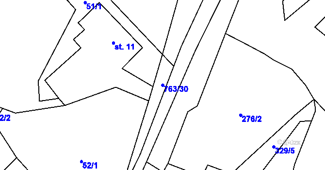 Parcela st. 763/30 v KÚ Bučávka, Katastrální mapa